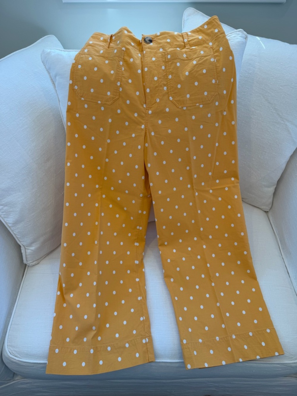 Anthropologie Mustard Yellow Polka Dot Kids Pants